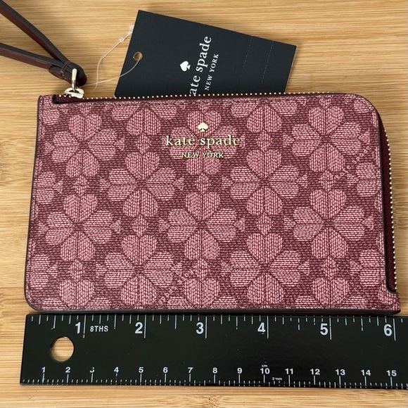 NWT Kate Spade Lucy Small Zip Wristlet – Spade Flower Grenache KH614 - Picture 6 of 8